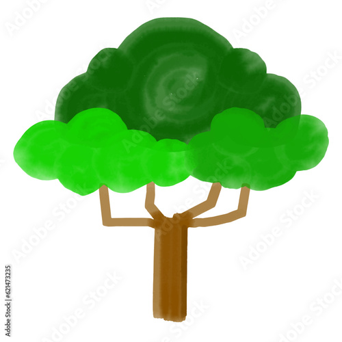 Cute tree watercolor isolated on white background vector illustration.