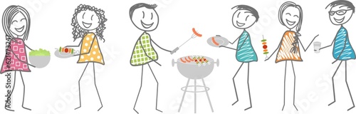 A group of friends or a family having a barbecue, on PNG files