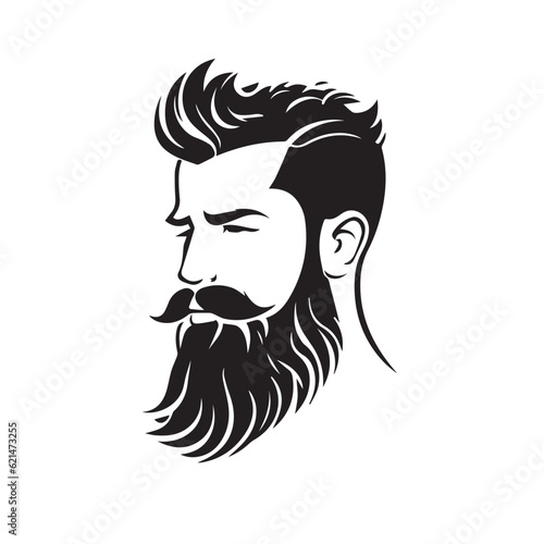 A Dashing Portrait of a Stylish Man with a Suave Haircut  Well-Groomed Beard  and  Sharp  Mustache