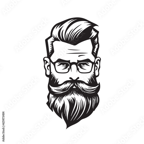A Dashing Portrait of a Stylish Man with a Suave Haircut, Well-Groomed Beard, and Sharp Mustache