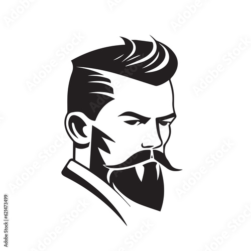 A Dashing Portrait of a Stylish Man with a Suave Haircut, Well-Groomed Beard, and Sharp Mustache