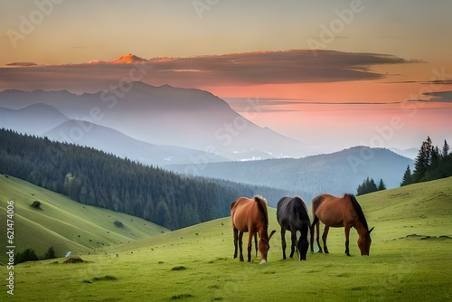 horses in the mountains