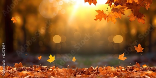 Fototapeta Naklejka Na Ścianę i Meble -  Autumn landscape with beautiful maple tree and seasonal magic on blur background for fall season