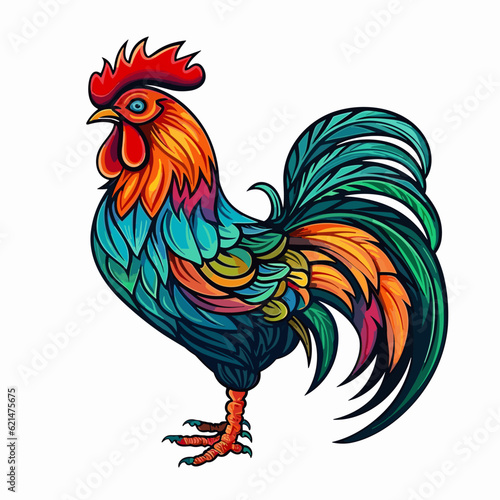 Rooster hand-drawn illustration. Rooster. Vector doodle style cartoon illustration photo