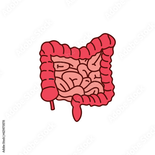 Kids drawing Cartoon Vector illustration intestine icon Isolated on White Background