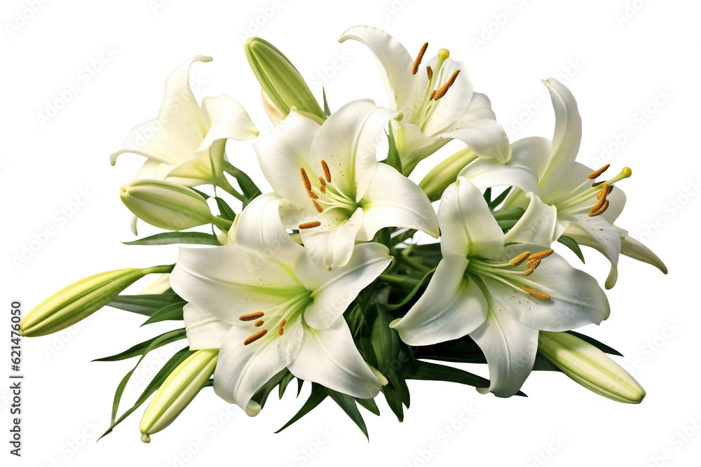 Fototapeta premium Easter lilies. transparent background