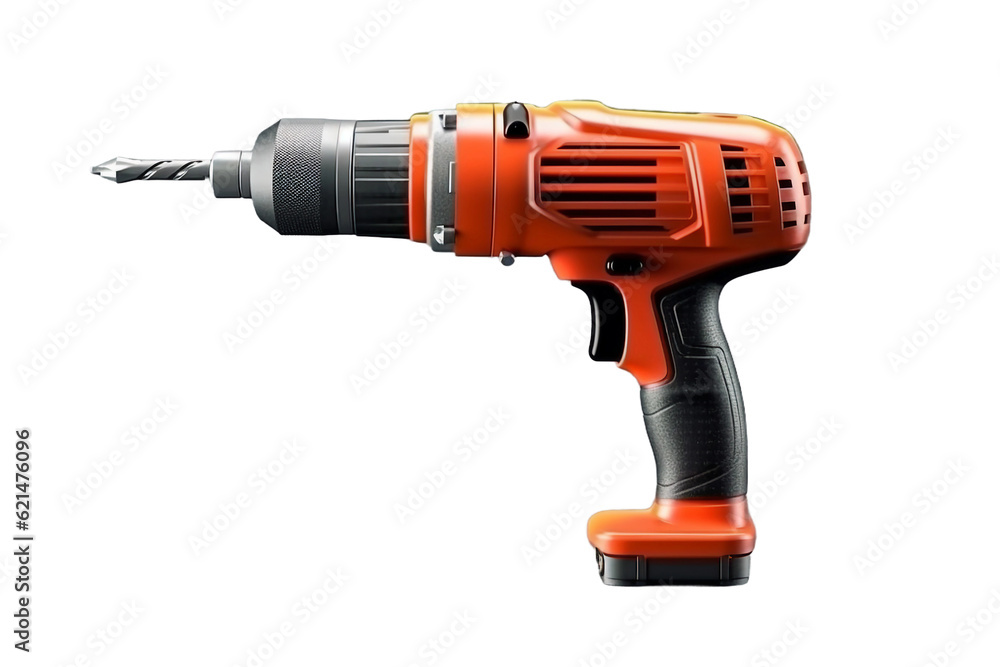Electric drill. isolated object, transparent background