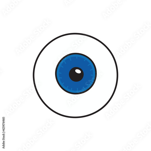 Kids drawing Cartoon Vector illustration eye icon Isolated on White Background