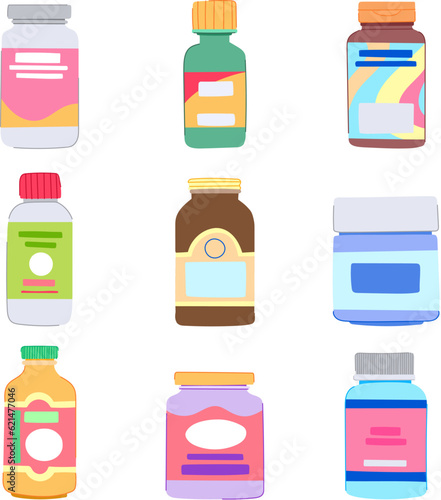 vitamin capsule set cartoon. pill health, nutrition care, food medicine vitamin capsule sign. isolated symbol vector illustration