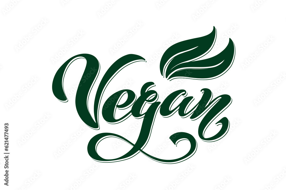 Vegan. Handwritten lettering for restaurant, cafe menu. Vector elements for labels. Vector illustration, food design. Vegan. Handwritten lettering for restaurant, cafe menu. Vector elements for labels. Vector illustration, food design.