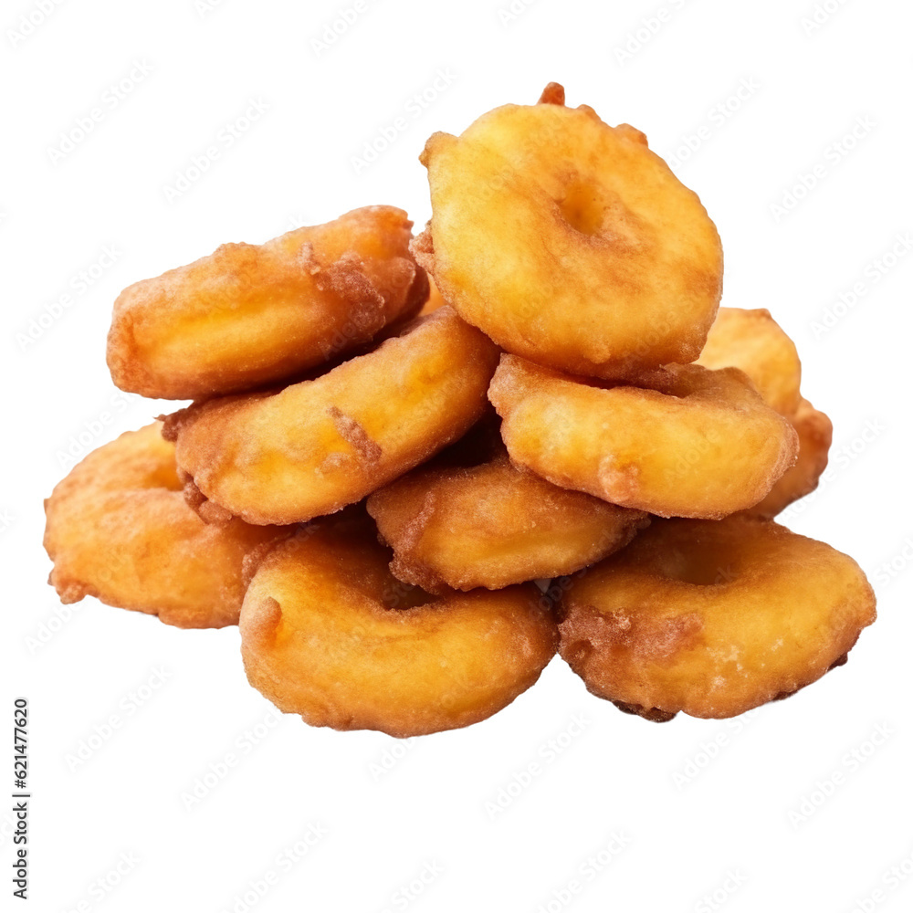 Fried banana fritters. isolated object, transparent background