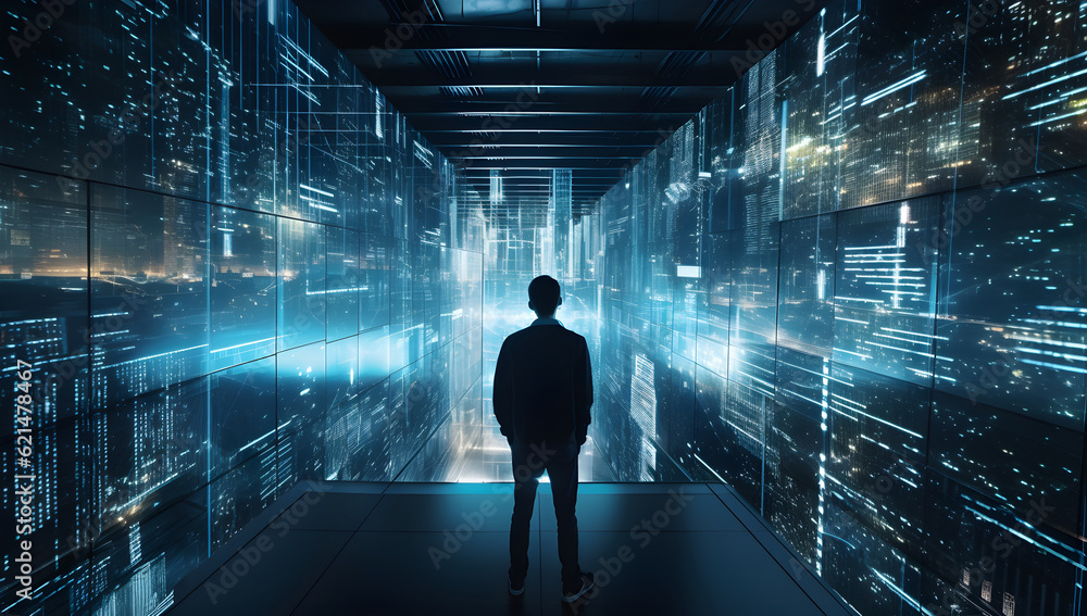 A male person holding the earth with global network connection in their hands. Futuristic technology concept global network communication technology including the earth. Generative AI. A male person holding the earth with global network connection in their hands. Futuristic technology concept global network communication technology including the earth. Generative AI.