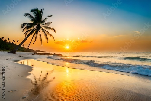 sunset on the beach wallpaper generated by AI tool