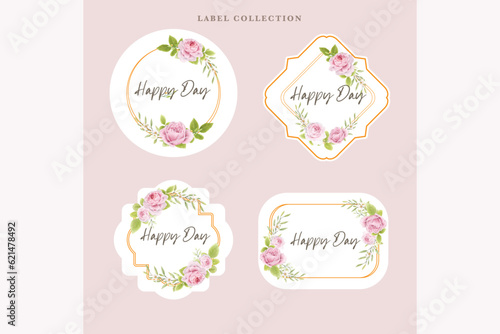 Hand drawn floral label collection