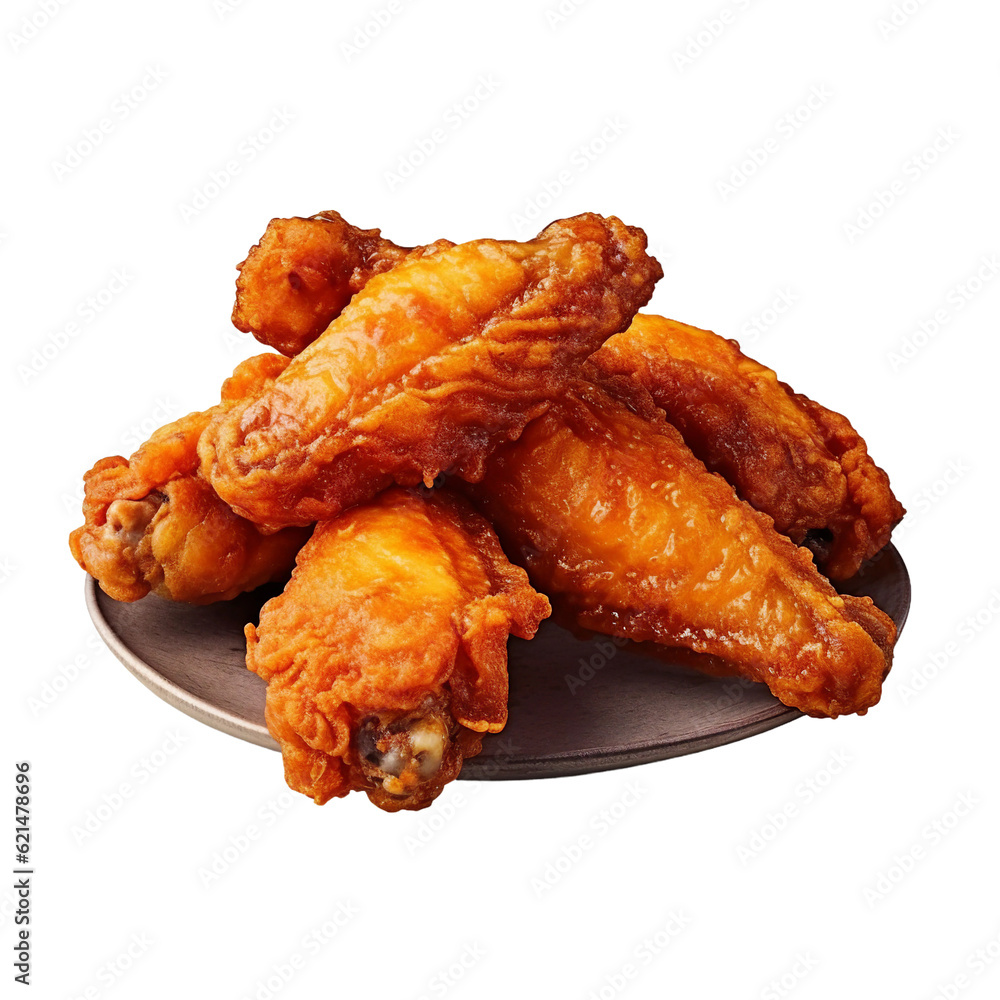 Fried chicken wings. isolated object Fried chicken wings. isolated object