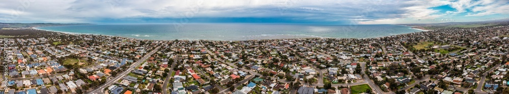 Aldinga coastline, South Australia. Aerial panorama.