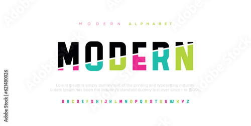 Modern abstract digital alphabet font. Minimal technology typography, Creative urban sport fashion futuristic font and with numbers. vector illustration