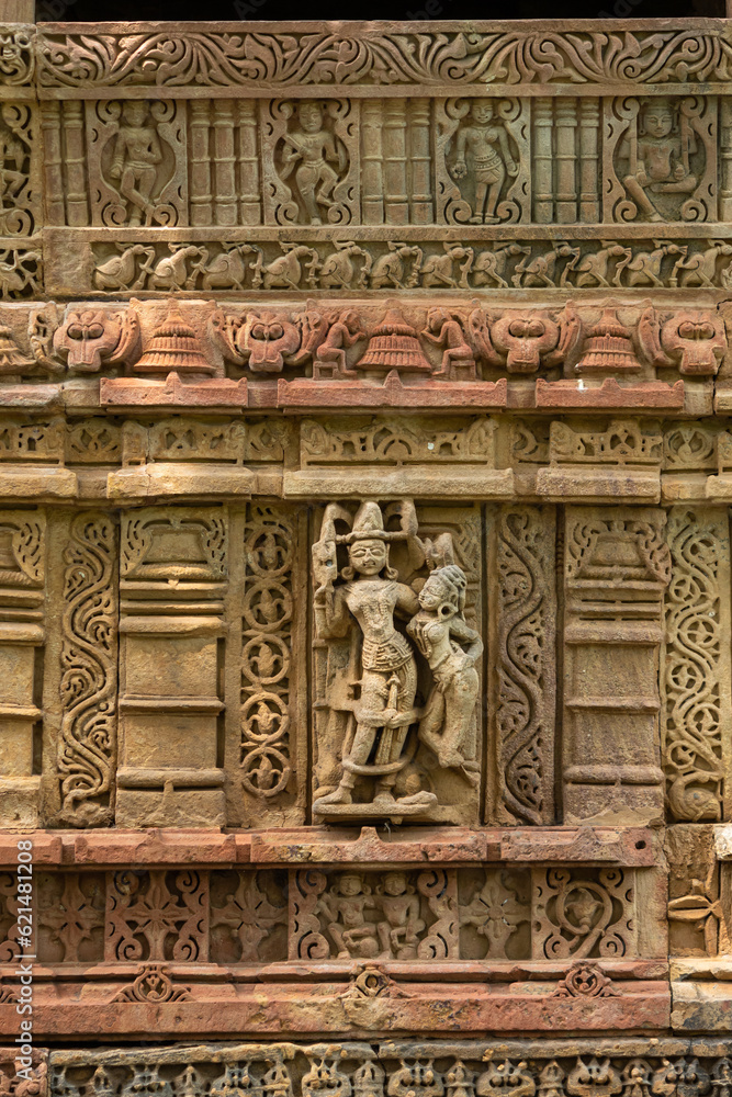 The Beautiful Ancient Carvings on the Temple of Polo Forest, Carvings of Hindu God and Goddess. Ancient Temples of Gujarat, India. 
