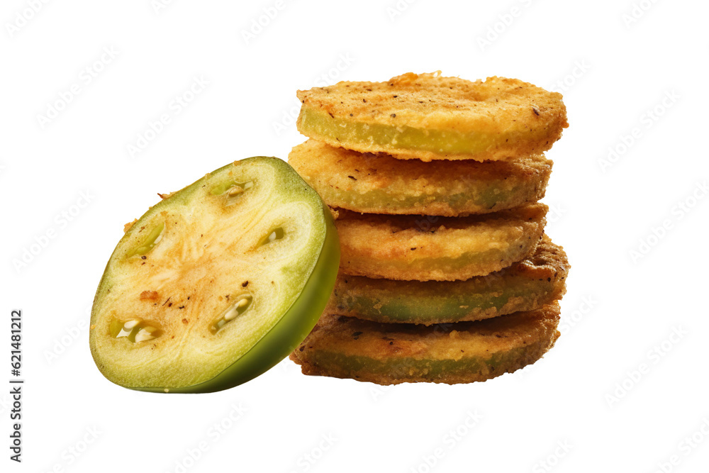 Fried green tomatoes. isolated object, transparent background Fried green tomatoes. isolated object, transparent background