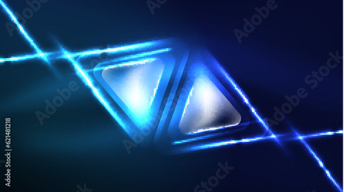 Wallpaper Mural Digital Neon Abstract Background, Triangles And Lights Geometric Design Template Torontodigital.ca