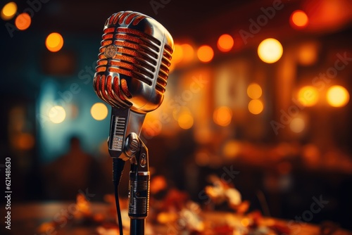 Microphone on stage, AI generated Image