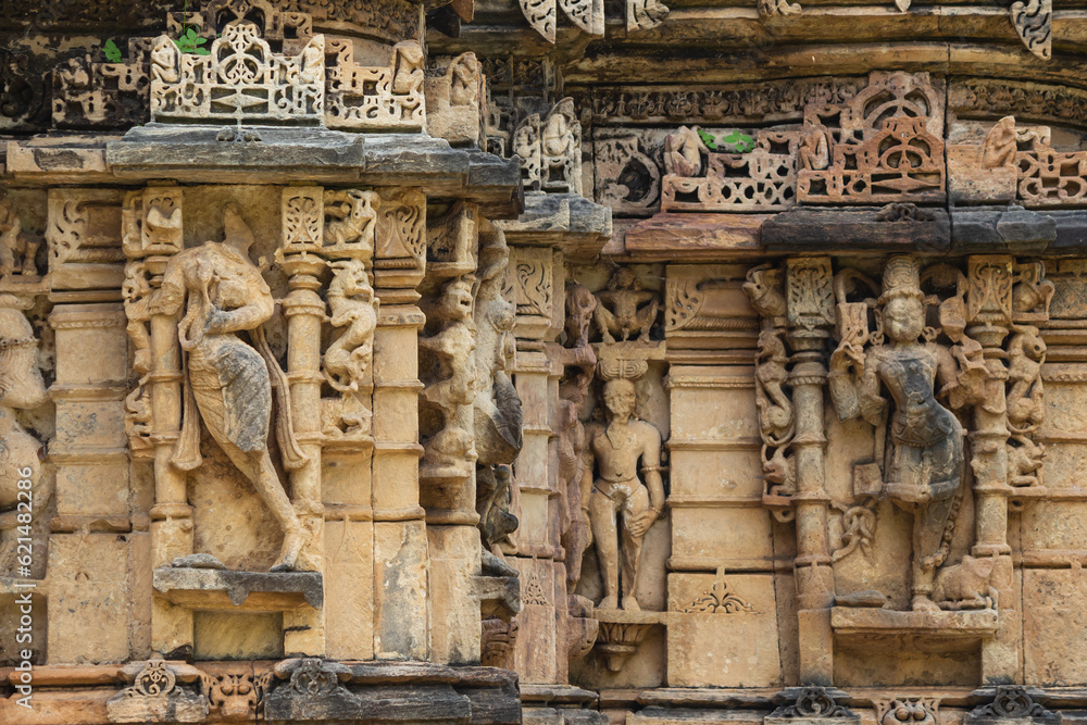 The Beautiful Ancient Carvings on the Temple of Polo Forest, Carvings of Hindu God and Goddess. Ancient Temples of Gujarat, India. The Beautiful Ancient Carvings on the Temple of Polo Forest, Carvings of Hindu God and Goddess. Ancient Temples of Gujarat, India.