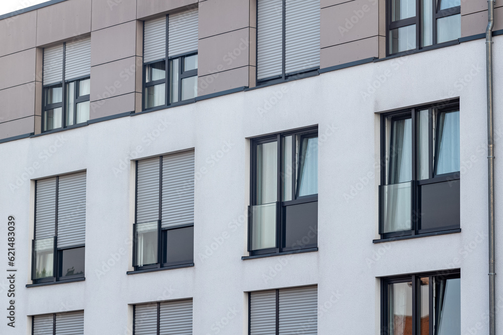 Fototapeta premium Facade of a new residential building with balconies