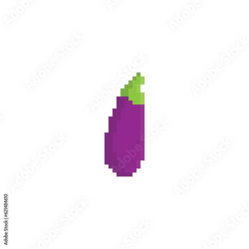  eggplant icon 8 bit  pixel art icon  for game  logo. 