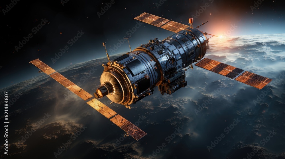 The satellite is facing the earth, AI generated Image The satellite is facing the earth, AI generated Image
