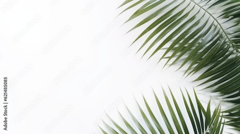 Summer minimal background top view wide under palm leaf, AI generated Image Summer minimal background top view wide under palm leaf, AI generated Image
