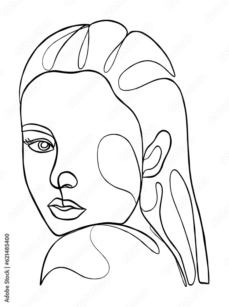 Continuous one line drawing of minimalist woman. Vector illustration.