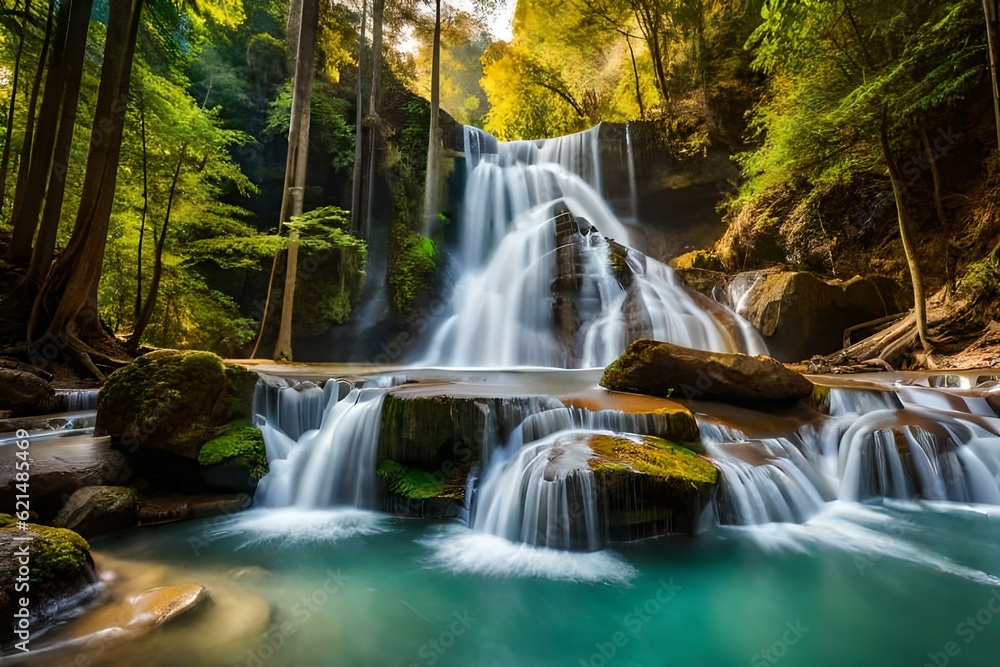 waterfall in the forest generated ai waterfall in the forest generated ai