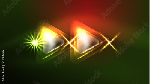 Digital Neon Abstract Background, Triangles And Lights Geometric Design Template © antishock