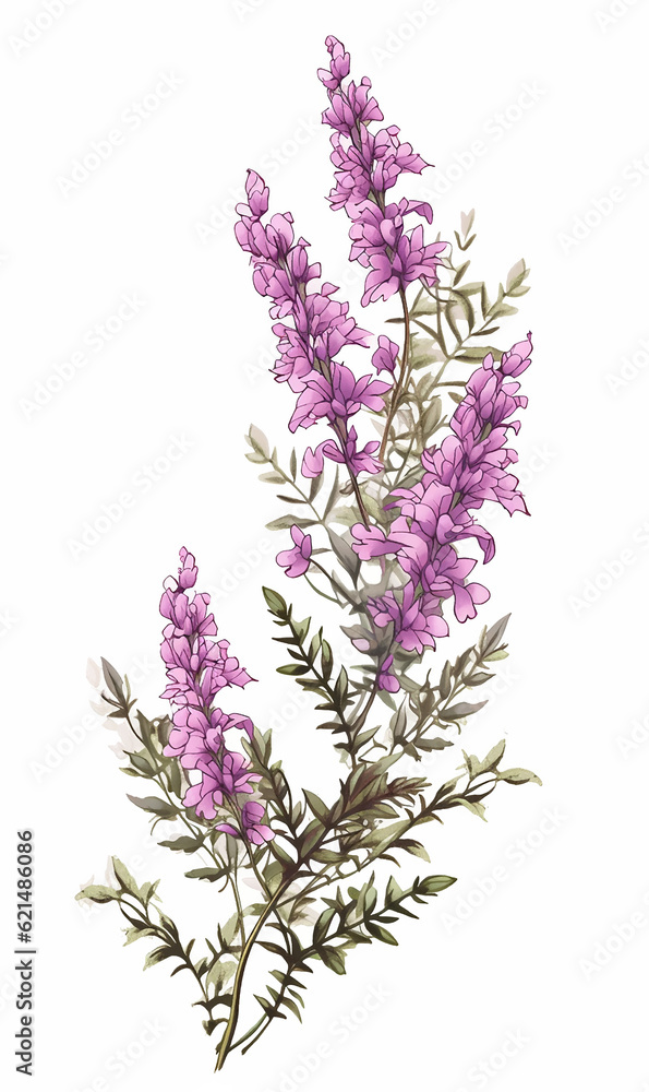 Fototapeta premium Branch heather mother's day mom vector print purple flowers blossom Valentine's day