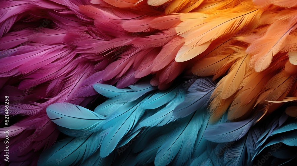 Rainbow feather background, AI generated Image Rainbow feather background, AI generated Image