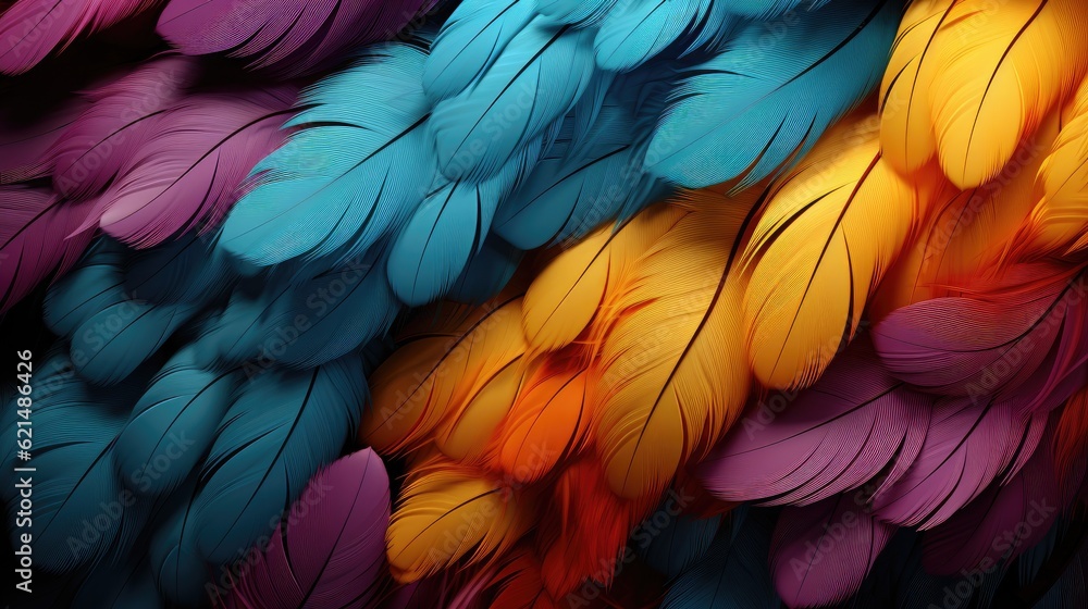 Obraz premium Rainbow feather background, AI generated Image
