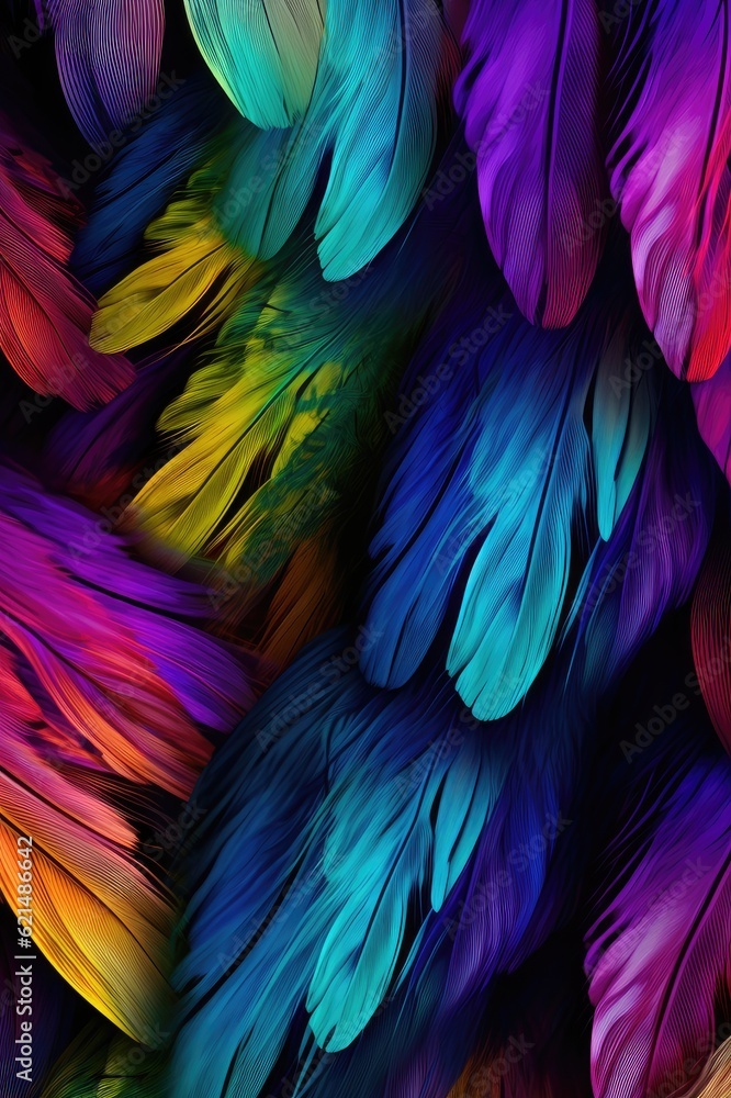 Obraz premium Rainbow feather background, AI generated Image