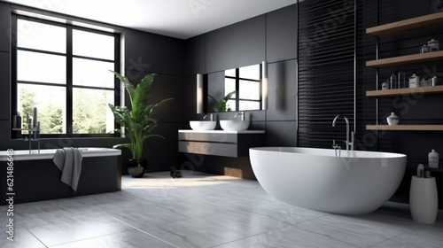 Bathroom - modern clean and minimal.  Generative AI