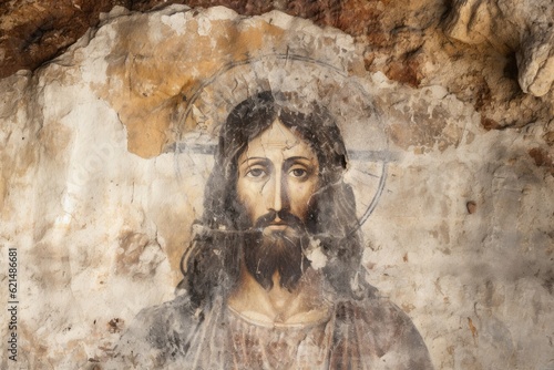 Jesus Christ on the wall of an old church.