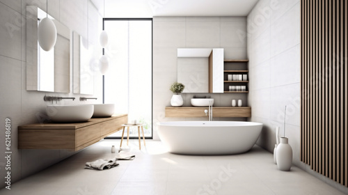 Bathroom - modern clean and minimal.Generative AI