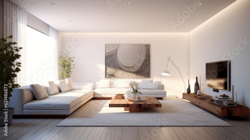 Modern living room - minimal and clean  Generative AI © Nico Vincentini