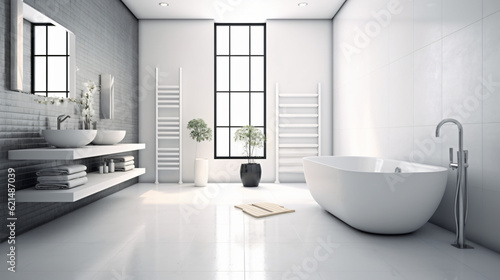 Bathroom - modern clean and minimal.  Generative AI