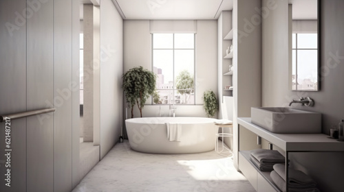 Bathroom - modern clean and minimal.  Generative AI © Nico Vincentini