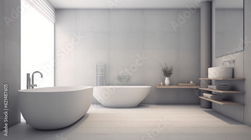 Bathroom - modern clean and minimal.Generative AI