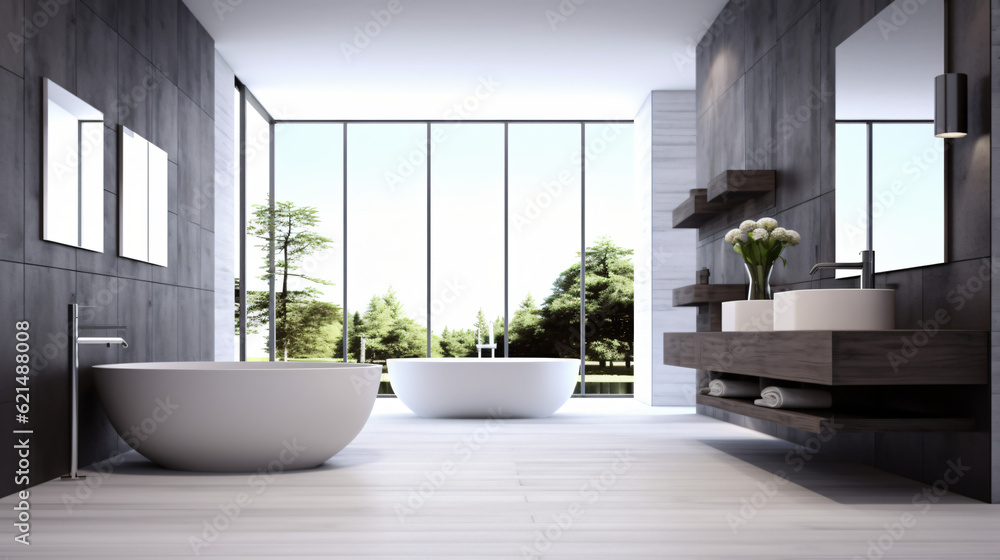 Fototapeta premium Bathroom minimal clean and modernGenerative AI