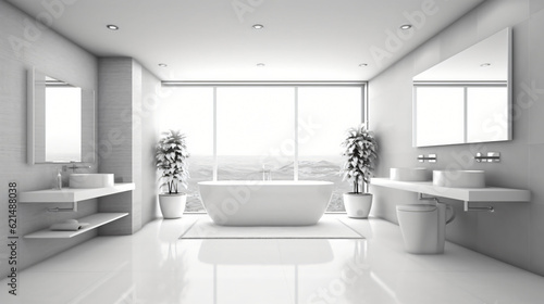 Bathroom minimal clean and modernGenerative AI