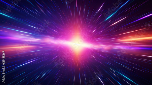 Lightspeed travel background. Galaxy and cosmos exploration. Generative AI photo