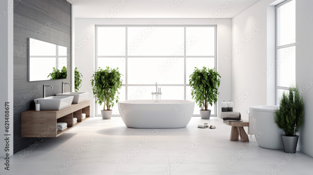 Fototapeta premium Bathroom minimal clean and modernGenerative AI