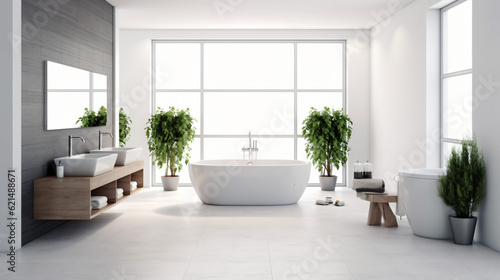 Bathroom minimal clean and modern  Generative AI © Nico Vincentini