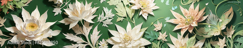 Horizontal size paper craft of various flowers